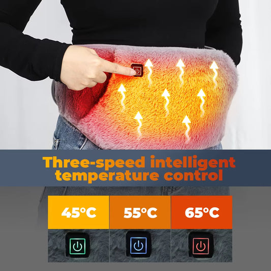 USB Heating Waist Belt – 3 Level Temperature Control Heating Pad for Period Cramps, Back & Joint Pain Relief with Hand Pockets.