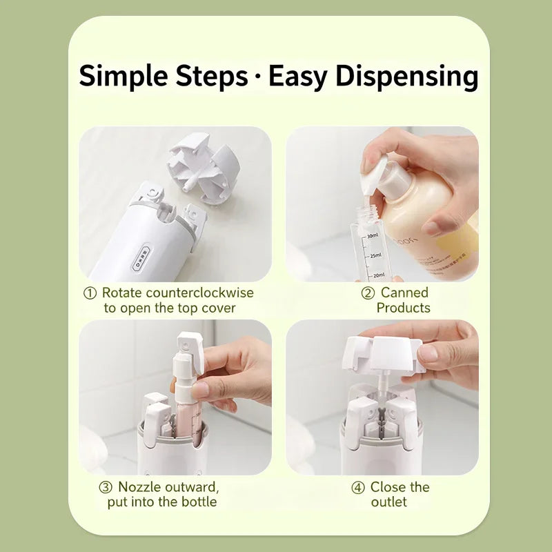 4-in-1 Emulsion Dispenser Bottle, Travel Bottle, Minimalist with Labels, Travel Dispenser Bottle, Toiletry Container