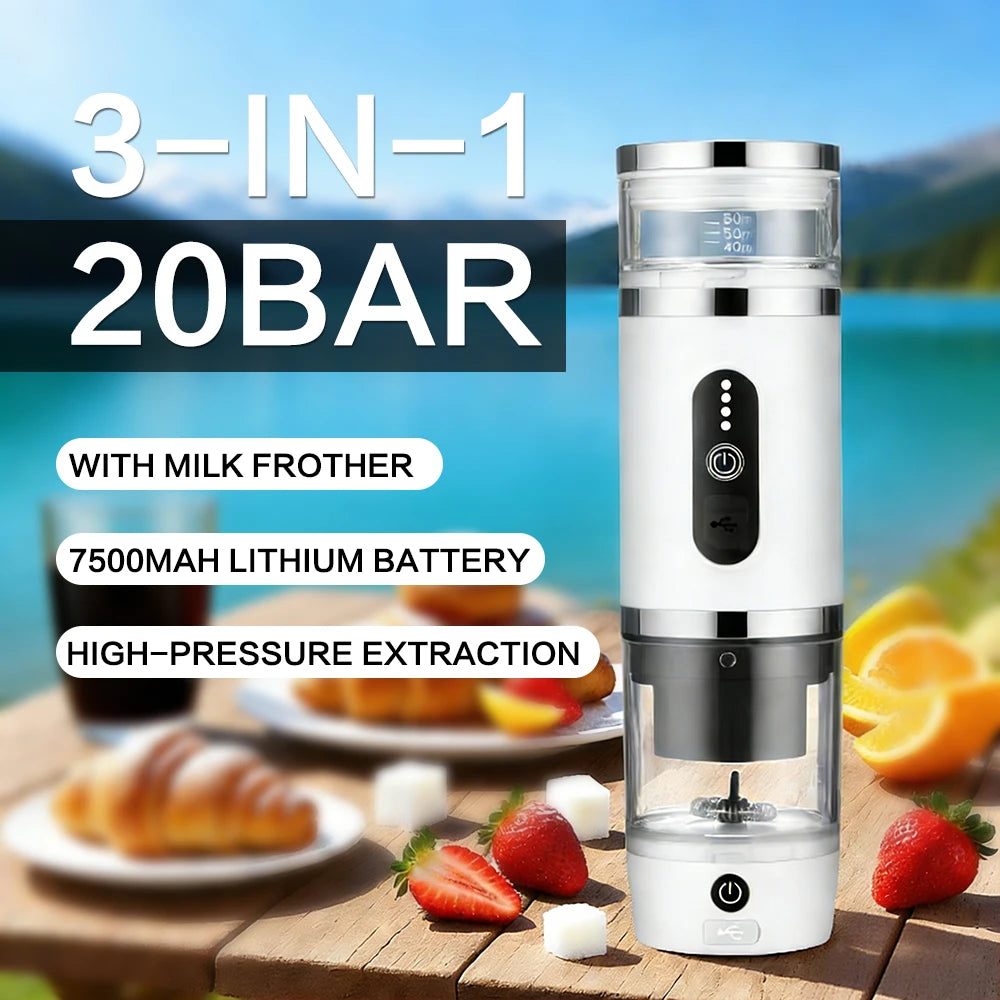 Home Multifunctional 3-in-1 Portable Capsule Coffee Machine 20Bar – Outdoor Camping Espresso Maker, Compact Travel Drip Coffee Machine