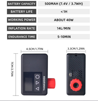 ThinkRider 120 PSI Portable Pocket Bike Electric Air Pump MINI  Tire Inflator For Bicycle Digital Gauge Display